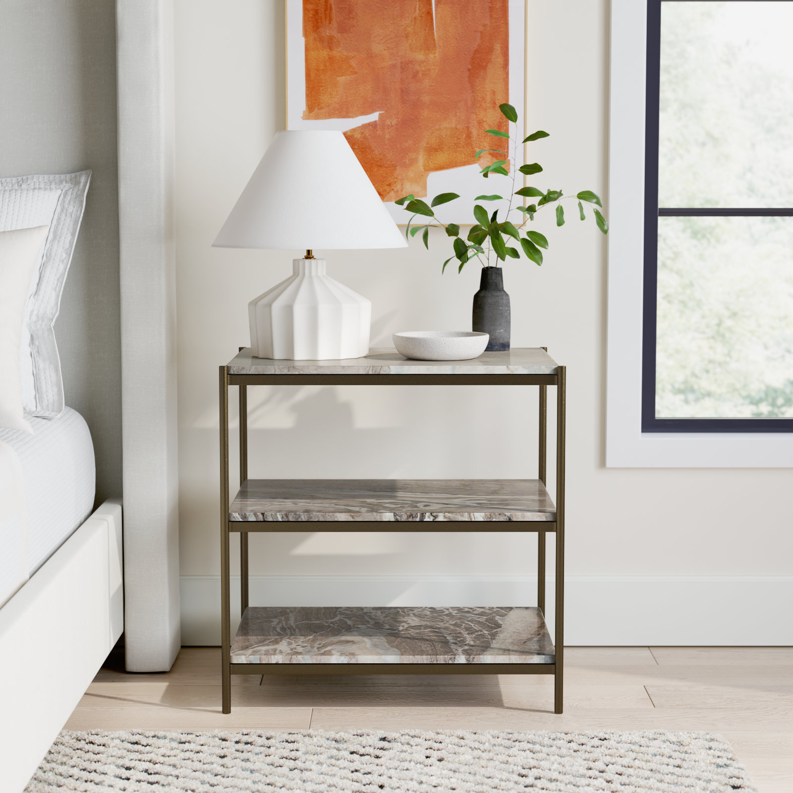 Nightstand, Antique Brass/Canyon