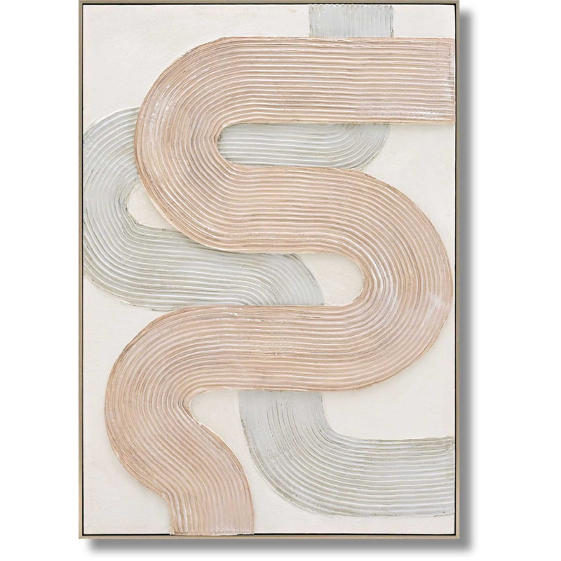 Art mural sur toile abstraite Blush & Ivory Raised Curve - 28 "x 40"