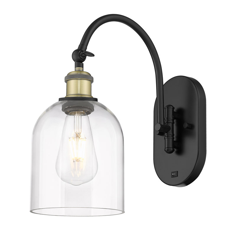 Odaniel Steel Armed Sconce, Clear, Black Antique Brass