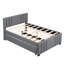 Lit plateforme double tapissier avec gigogne, gris, conception peu encombrante pour plus de sommeil et de rangement