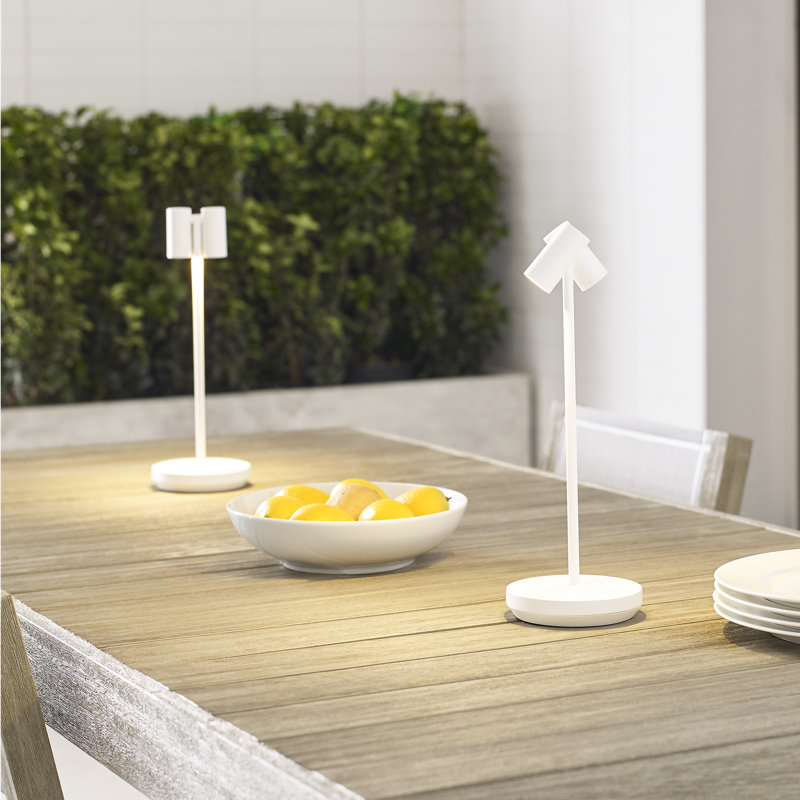 Doppia Accent Rechargeable Table Lamp, Matte White