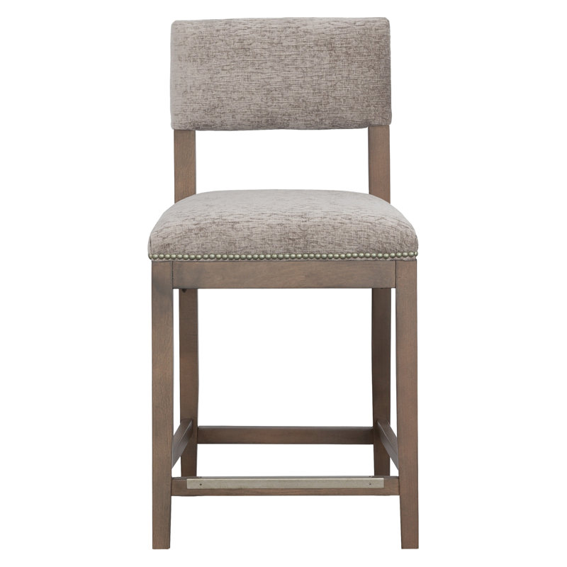 Silas Upholstered Stool with Solid Wood Frame, Bar Stool (29.75" Seat Height), Linen (3156 72), Mica