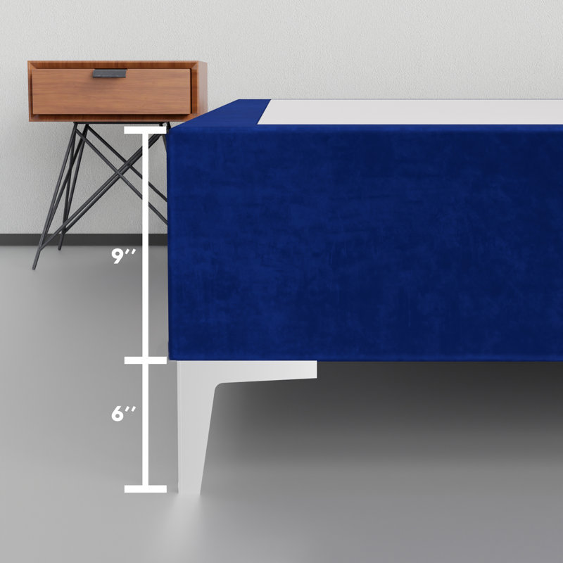Lit en bois massif Manasvi, H 14 po x l 44 po x L 75 po, Bleu