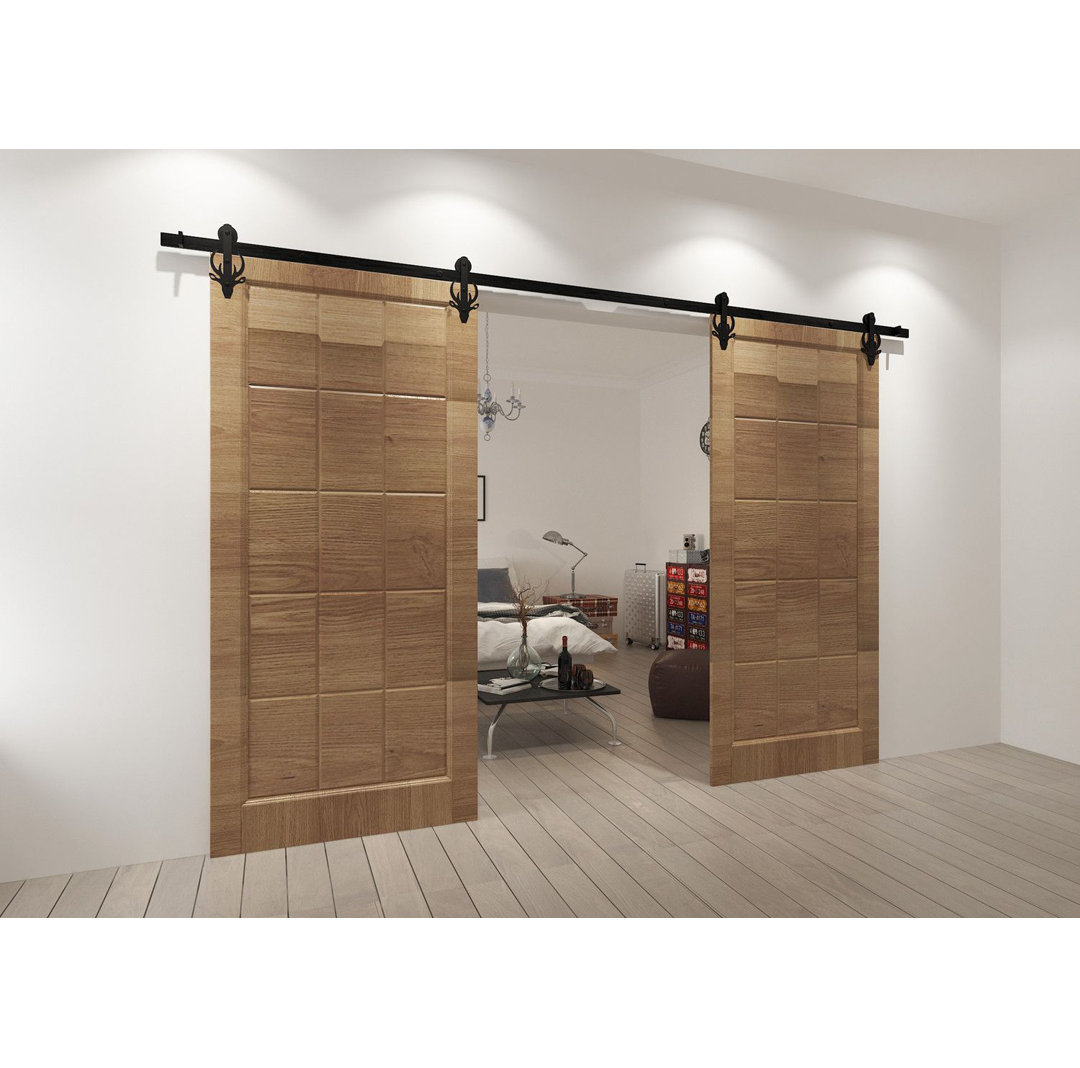 Black Steel Double Door Barn Door Hardware Kit Standard Double Homacer Track 