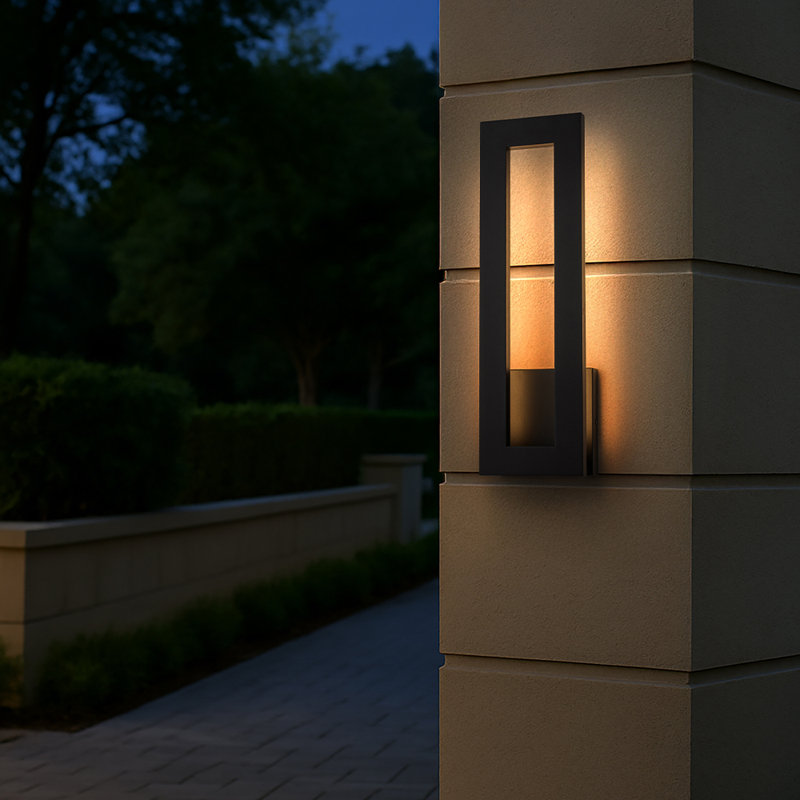 H20'' Modern Outdoor Integrated Led Wall Light 24w Matte Black Linear Exterior Sconce With Frosted Acrylic Shade Up/down Wall Mount For Porch Patio Garage Entryway