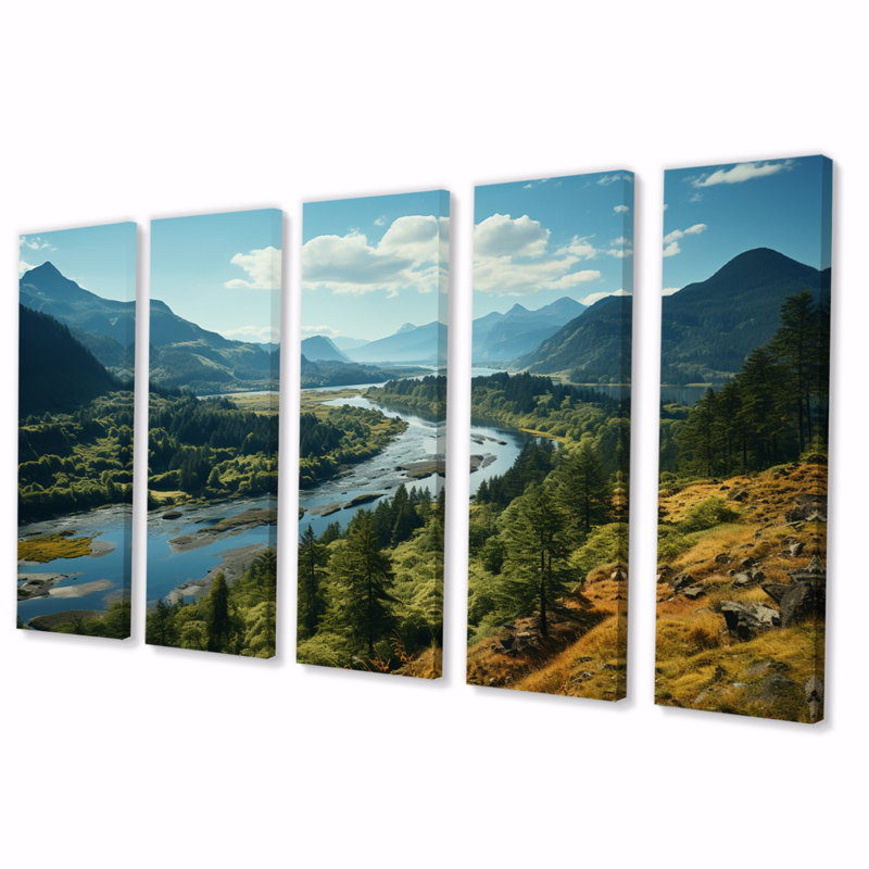 États-Unis, Columbia River Gorge Landscape I - Paysages, art mural, salon - 5 panneaux égaux