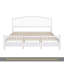 Structure de très grand lit avec tête de lit arquée, lit double plateforme en bois, aucun sommier requis, assemblage facile, silencieux, blanc-133408471-133408474