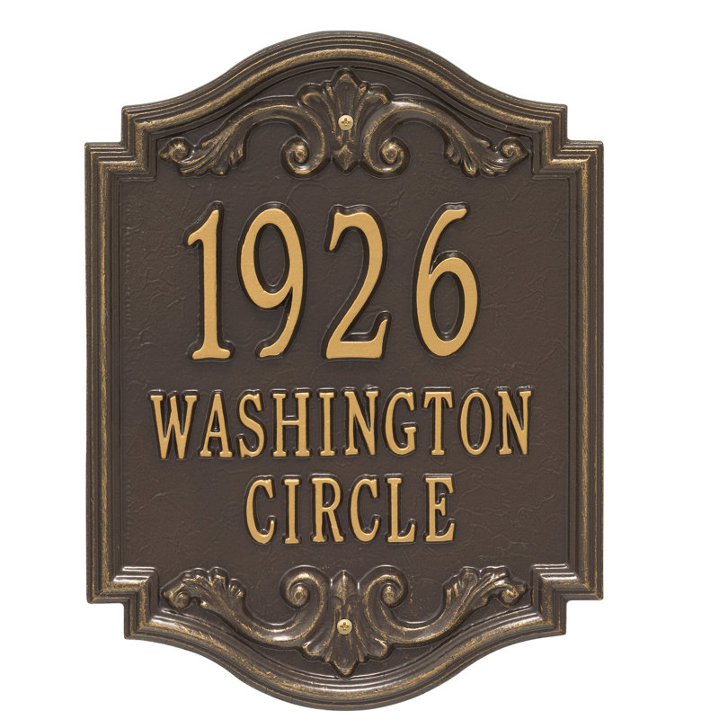 Signature Series 3-Line Wall Address Plaque, Bronze, Gold, Yes