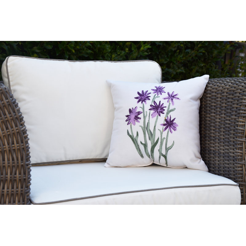 Housse et insert de coussin carré extérieur Farmers Market Daffodils, Violet, 18 po x 18 po