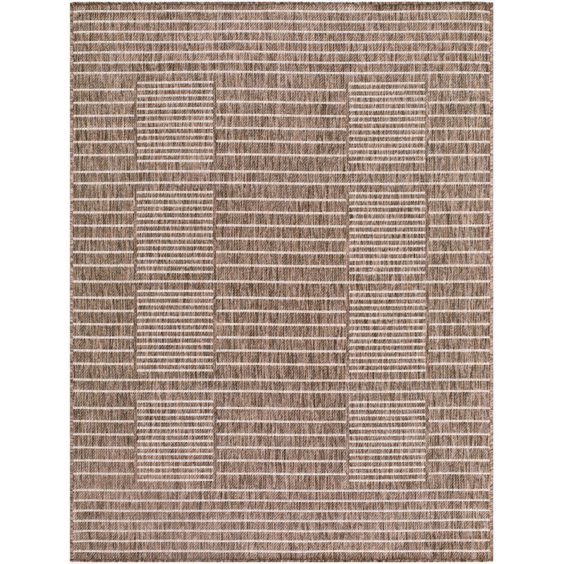 Galey Alix x Livabliss Rye Outdoor Machine Woven Rug, Rectangle 9'2" x 12', Brown