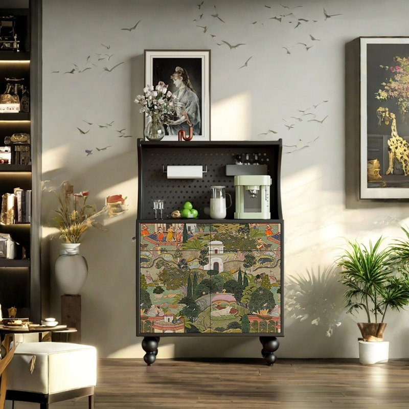 Modern multi-functional art retro accent cabinet, Black
