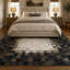 Tapis patchwork en cuir de vache gris fait à la main, tapis en cuir de luxe moderne-1010515159