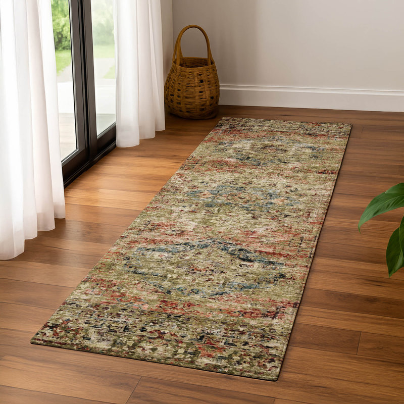 Premium Machine Washable Mayfield global Rug, 2'3" x 7'6" Runner, Terracotta