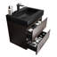 Meuble-lavabo de 24 po en noyer avec lavabo - moderne, grand rangement, tiroirs silencieux, finition sophistiquée, lavabo noir, fixation murale, grand espace de rangement, lavabo, tiroir-2015970622