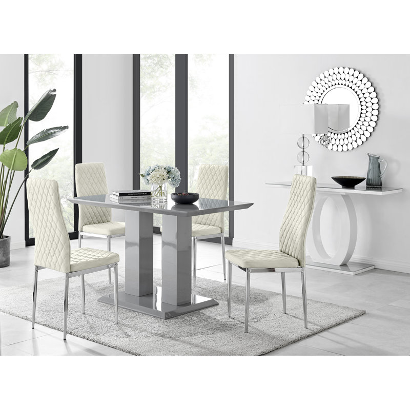4 - Person Dining Set, Grey/Black