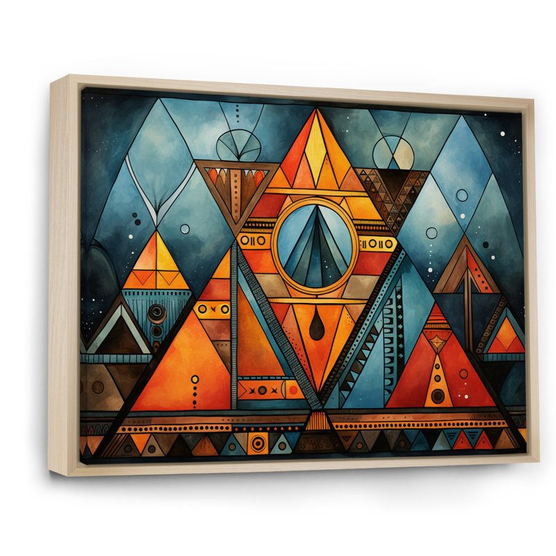 Motif tribal africain I sur toile, H 24 po x l 32 po x P 1 po, Cadre naturel flottant
