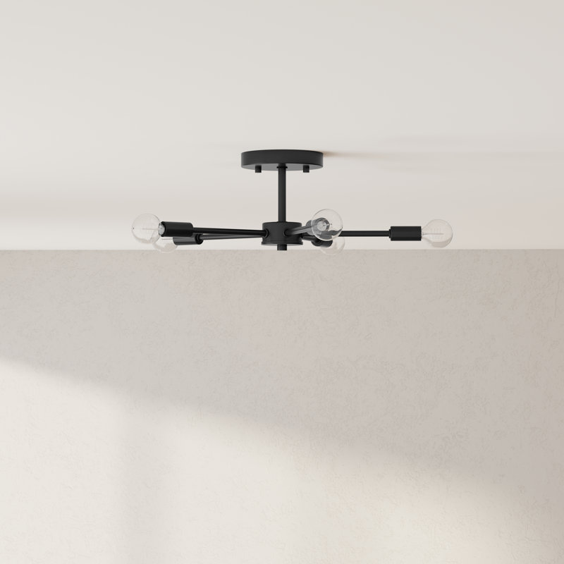 Plafonnier semi-encastré moderne 5 lumières Azaliyah, Noir mat