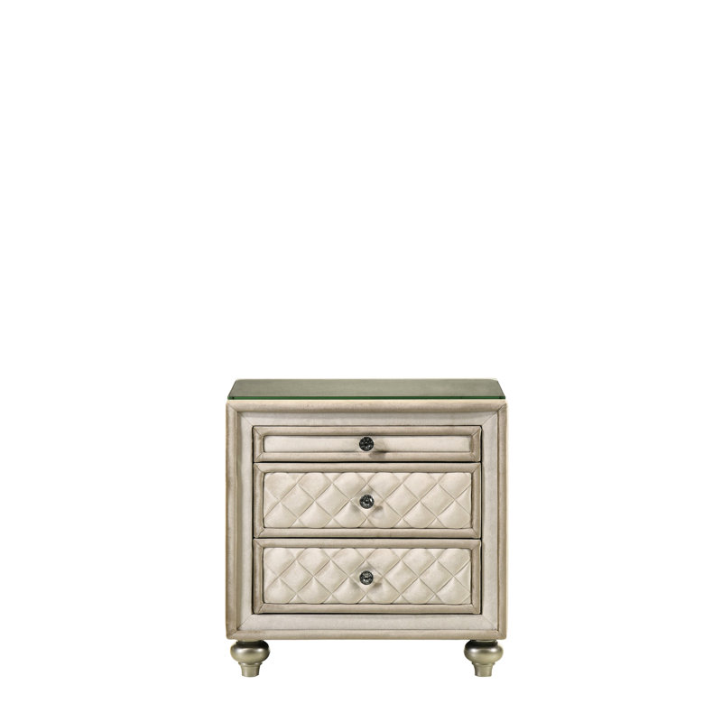 Table de chevet beige avec velours beige