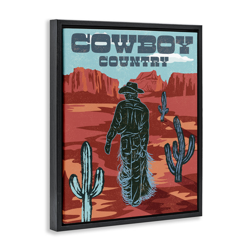 Cadre flottant Cowboy Country, scène par Diane Labombarbe, Cadre flottant noir de jais, H 21 po x l 17 po