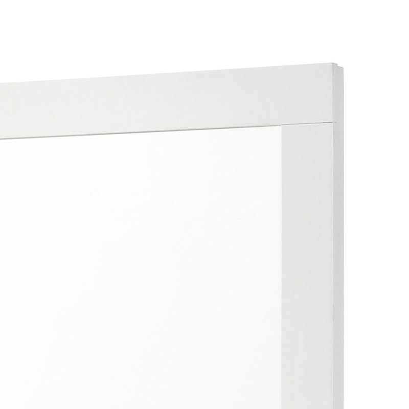 Miroir de commode Caer, cadre en bois blanc avec verre biseauté, 35 pouces, Blanc