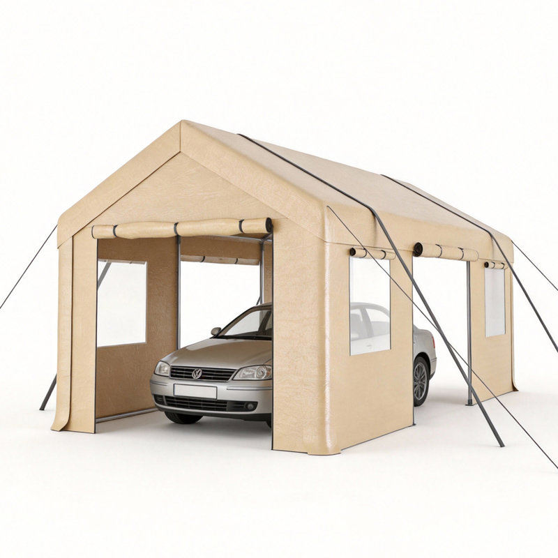 Heavy Duty Carport Portable Garage, 10 Ft. W x 20 Ft. D, Khaki