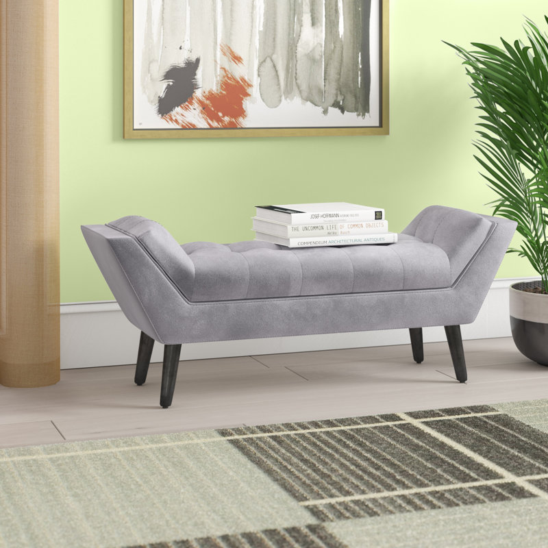 Banc rembourré Arianna, Gris, H 19,49 po x l 44,89 po x P 14,96 po