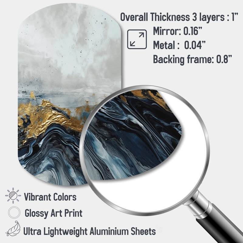 Hoskins - décoration murale asymétrique en métal en marbre, cylindre gris, reproduction d'art en métal, H 31 po x l 19 po
