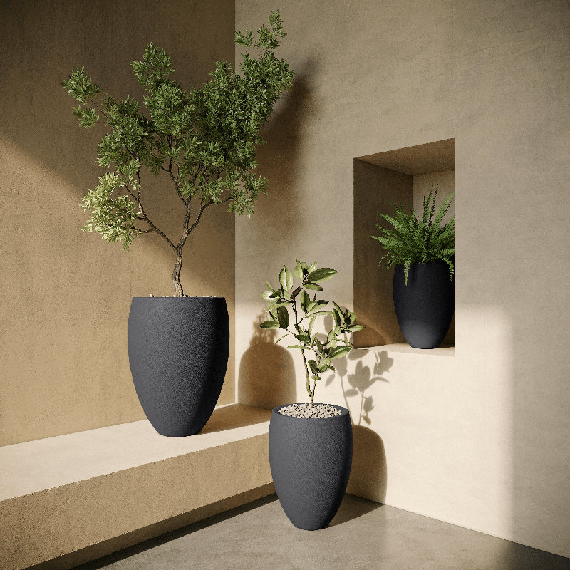 Brandy Concrete Planter, Dark Gray, 42" H x 29" W x 29" D