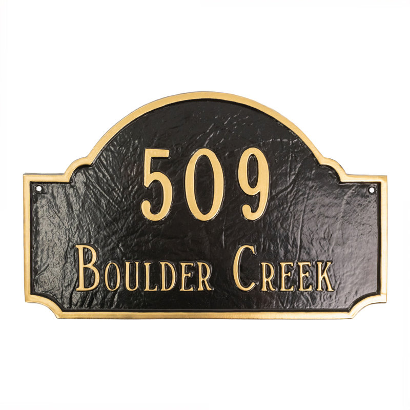 Fitzgerald 2-Line Wall Address Plaque, White/Black, Yes