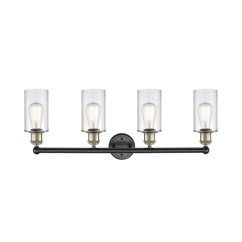 Caldello 4 - Light Dimmable Vanity Light, Clear, Black Antique Brass