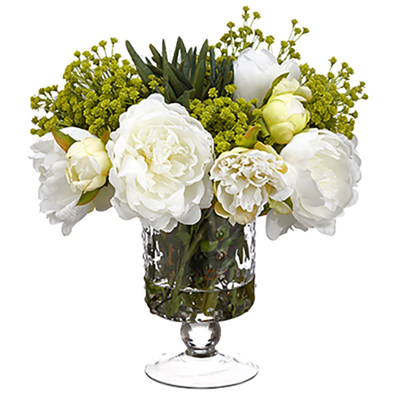Arrangement floral mélangé en soie dans un vase, Vert