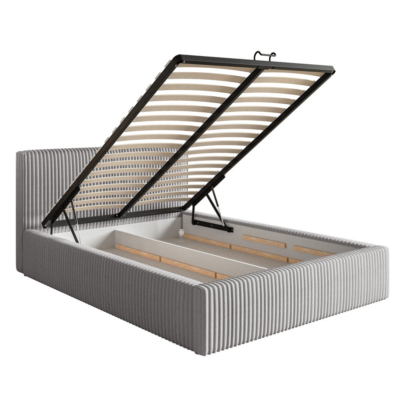 Angeleen Upholstered Ottoman Storage Bed, King (160 x 200 cm), Grey