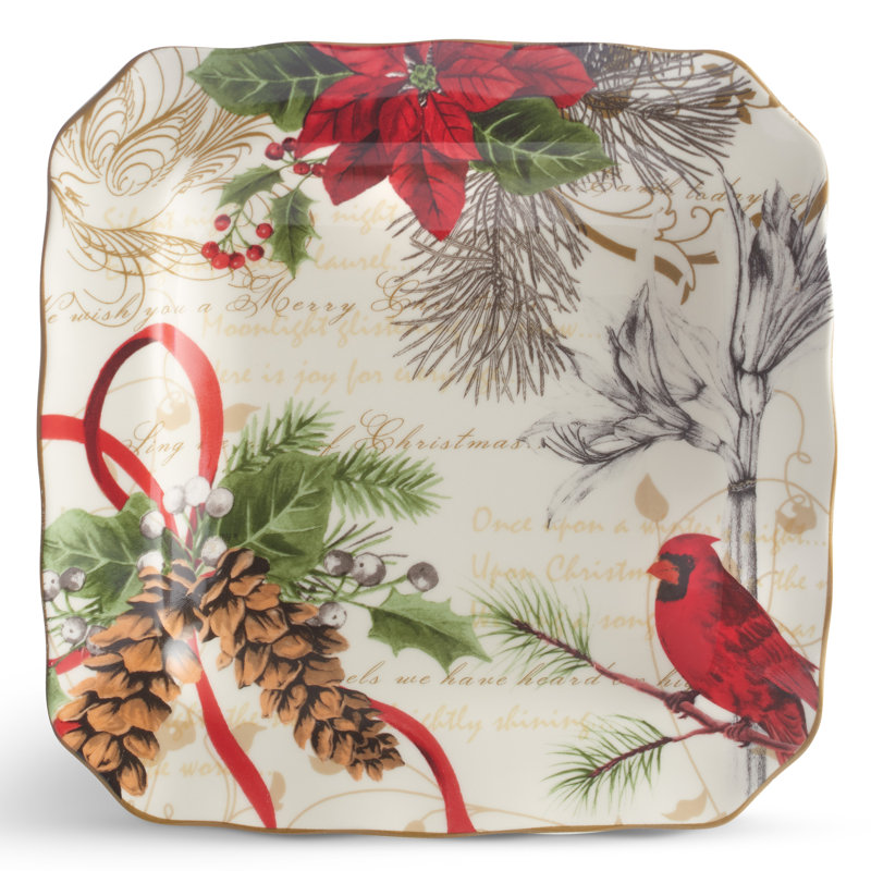 Ensemble de vaisselle en porcelaine rouge Holiday Service