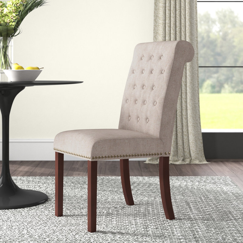 Aaydn Parsons Chairs-Rolled Back, Accent Nail Trim, Beige