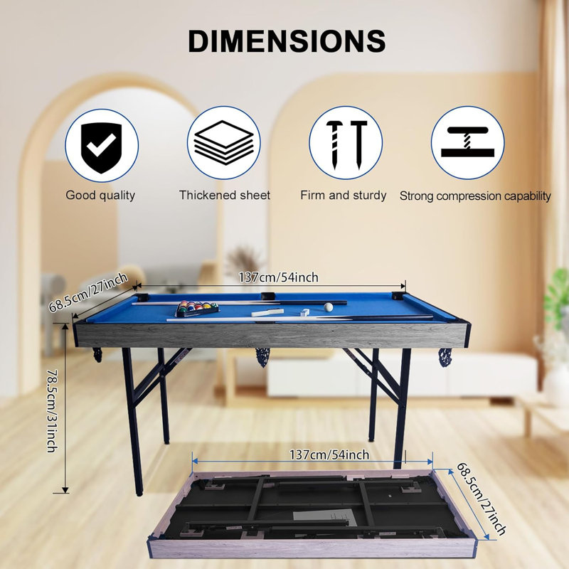54" Upgrade Multi Game Table,5 in 1 Folding Portabel Games with Accessories,Ping Pong,Pool Billiard