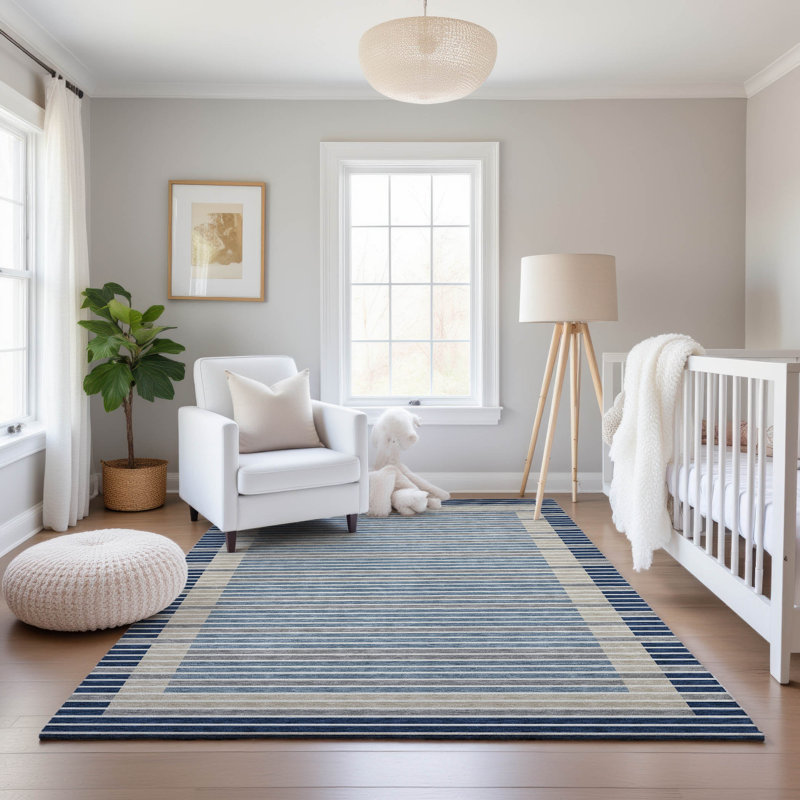 Premium Machine Washable Elize AMF1398 Stripes Rug, Rectangle 9' x 12'