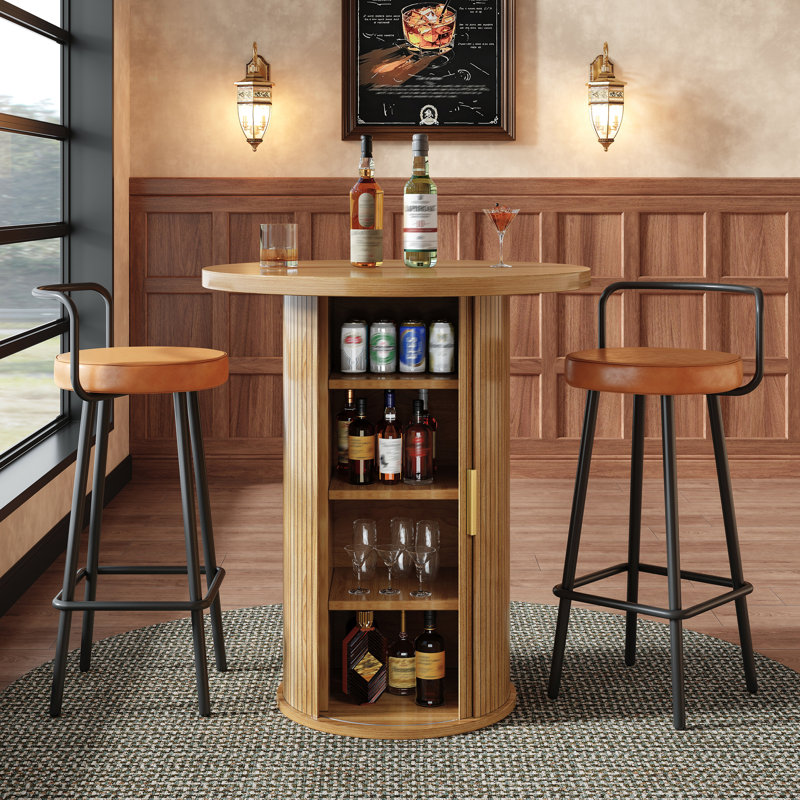 60 cm Mini Bar Cabinet, Natural