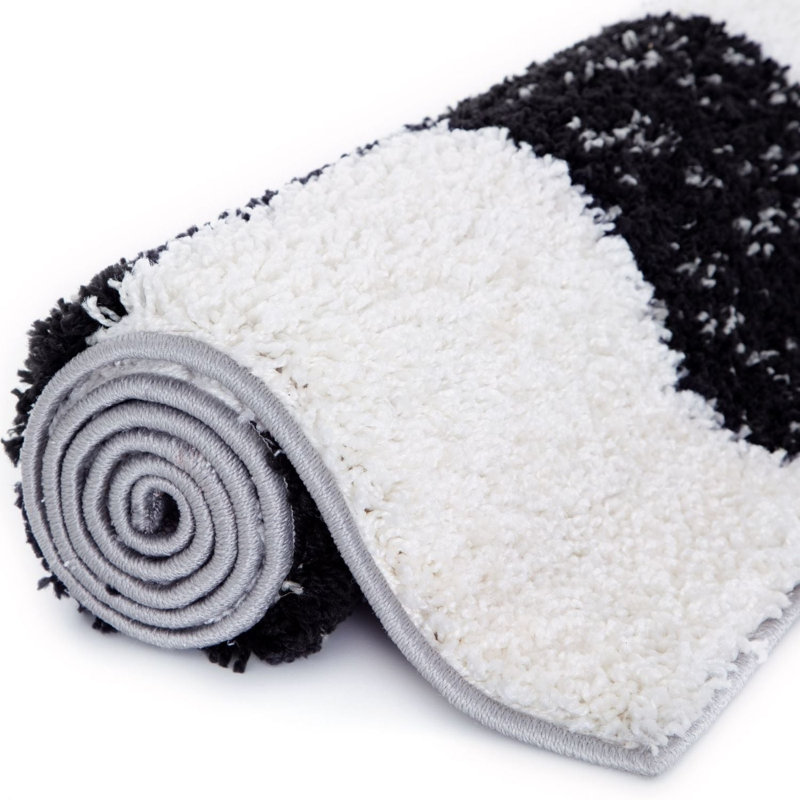 Myshaggy Collection Rugs Geometric Design in Grey, Round 120 cm