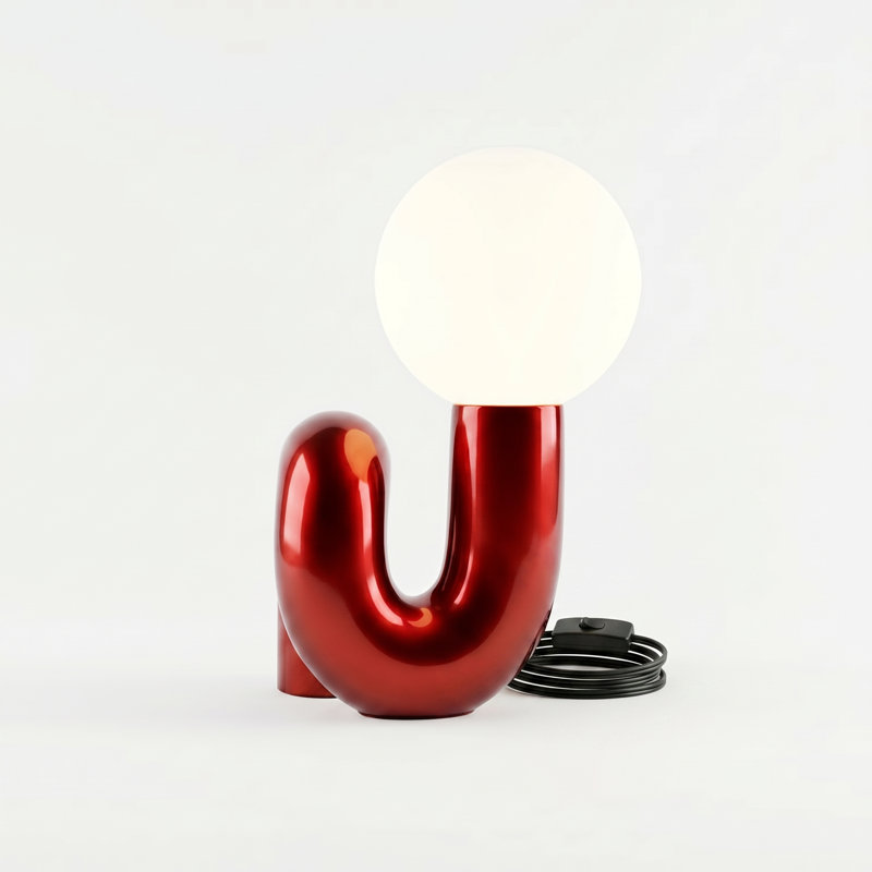 Verda Resin Table Lamp, Red