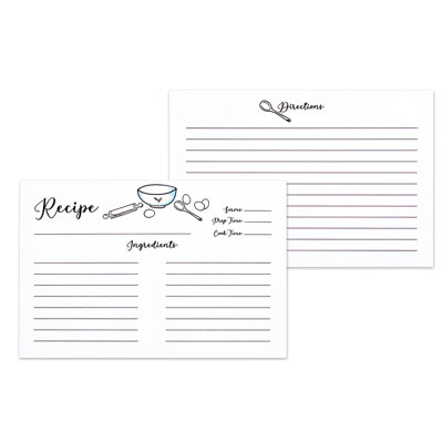 Outshine White Farmhouse Design Recipe Cards Double Sided Thick Cardstock 4X6 Inches