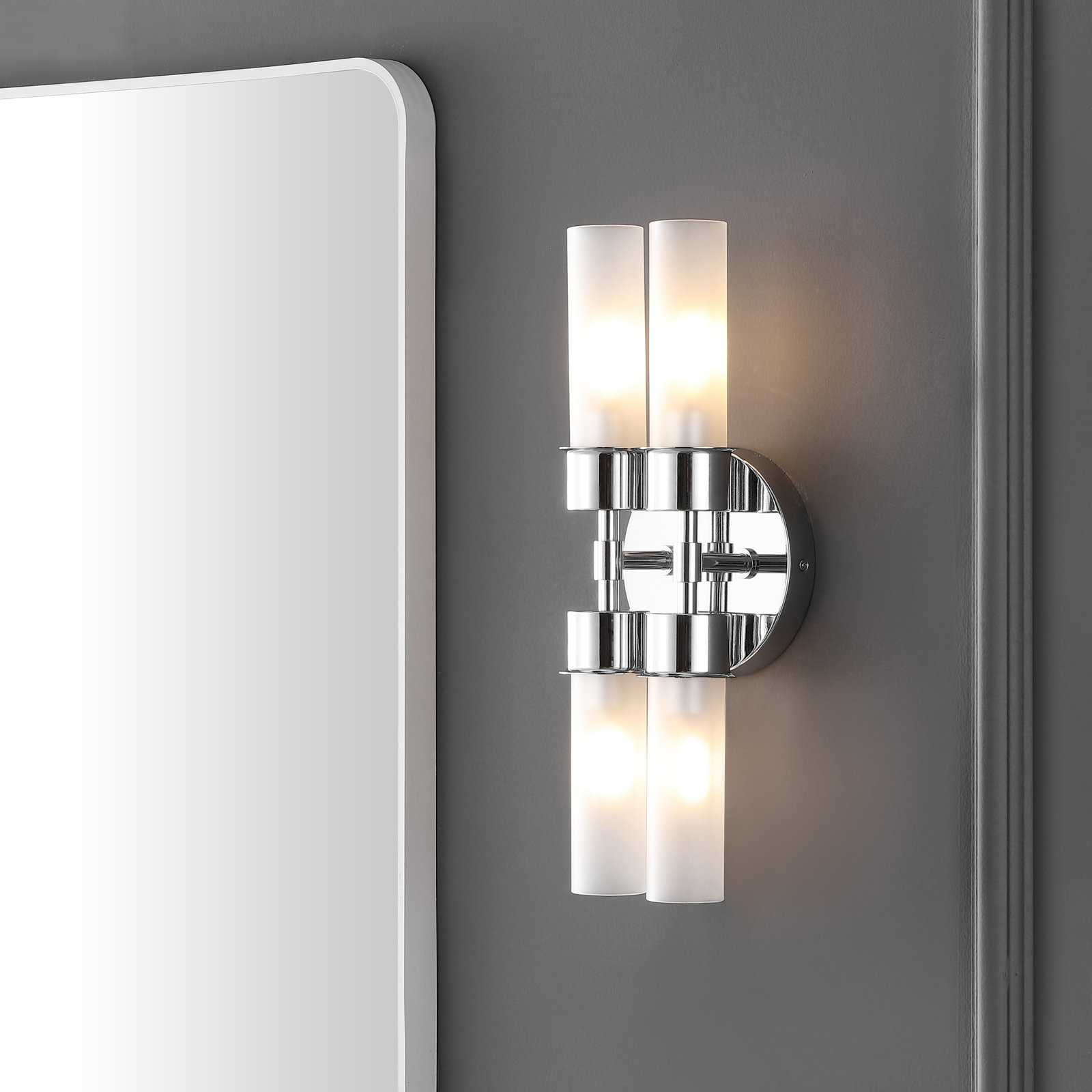 Dalenna 4 Light Glass Dimmable Armed Sconce, Chrome