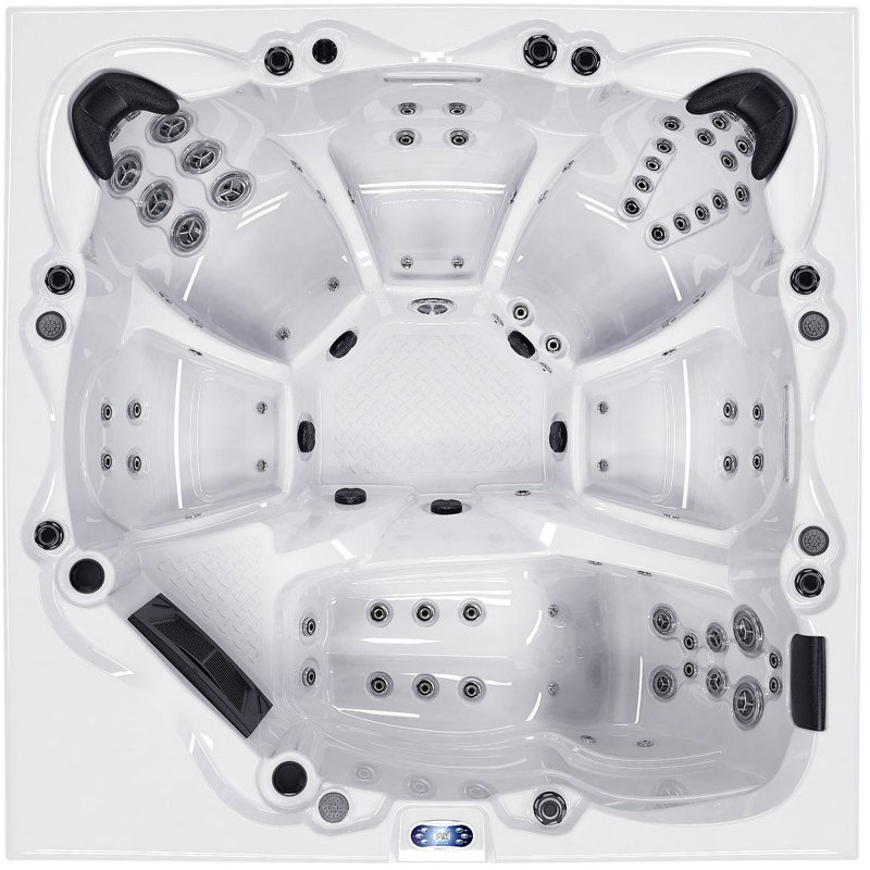 Luxuria Spas 6 - 88 personnes - Baignoire rectangulaire en acrylique avec haut-parleurs Bluetooth et ozonateur en moka, Gris