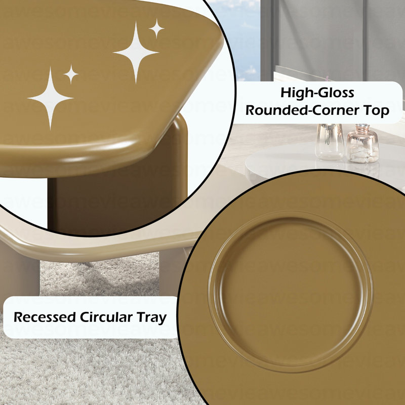 Table basse brun jaunâtre ultrabrillant