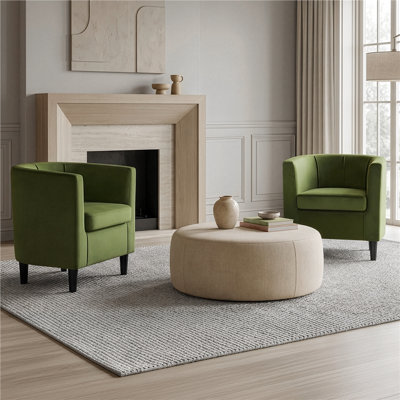 Fauteuil en velours revêtu de tonneau