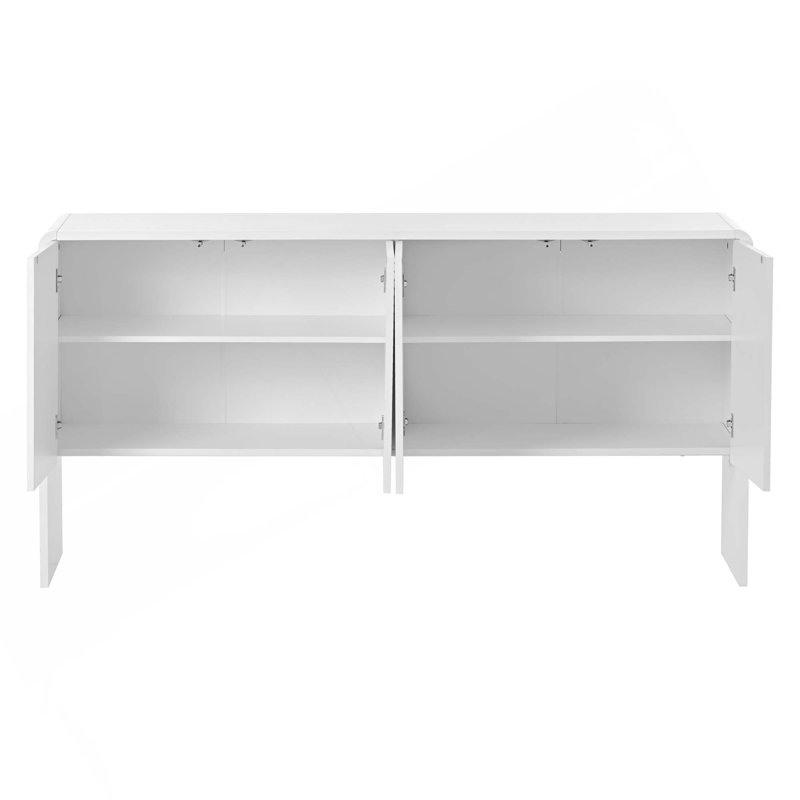 Buffet de rangement minimaliste de style L de 60 po avec 4 portes et dispositif de rebond pour le salon et le vestibule