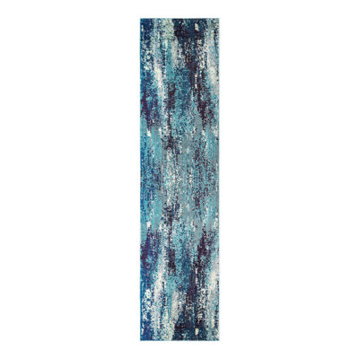 Tapis bleu à motif abstrait Rizer