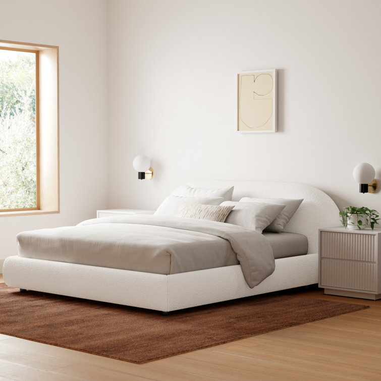 Sadarius Upholstered Fabric Bed with Rounded Headboard