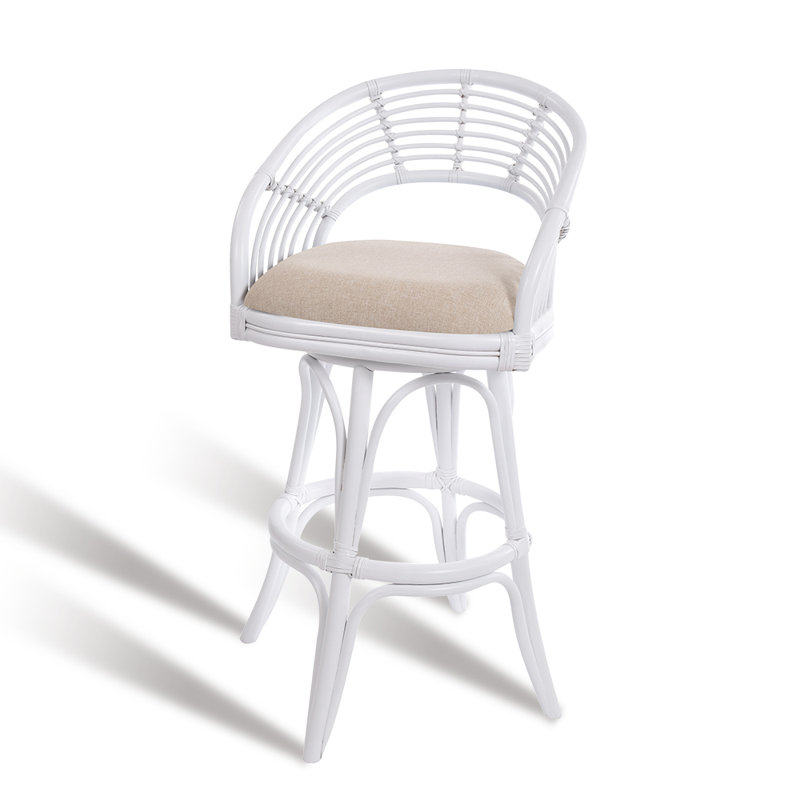 Tabouret pivotant Danetra, Cadre brun clair / blanc, Tabouret de bar (siège d'une hauteur de 32 po)