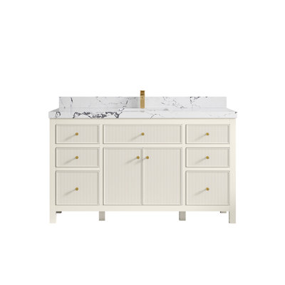 Sonoma 60 In. W X 22 In. D Single Sink Bathroom Vanity In Alabaster With 2 In. Quartz