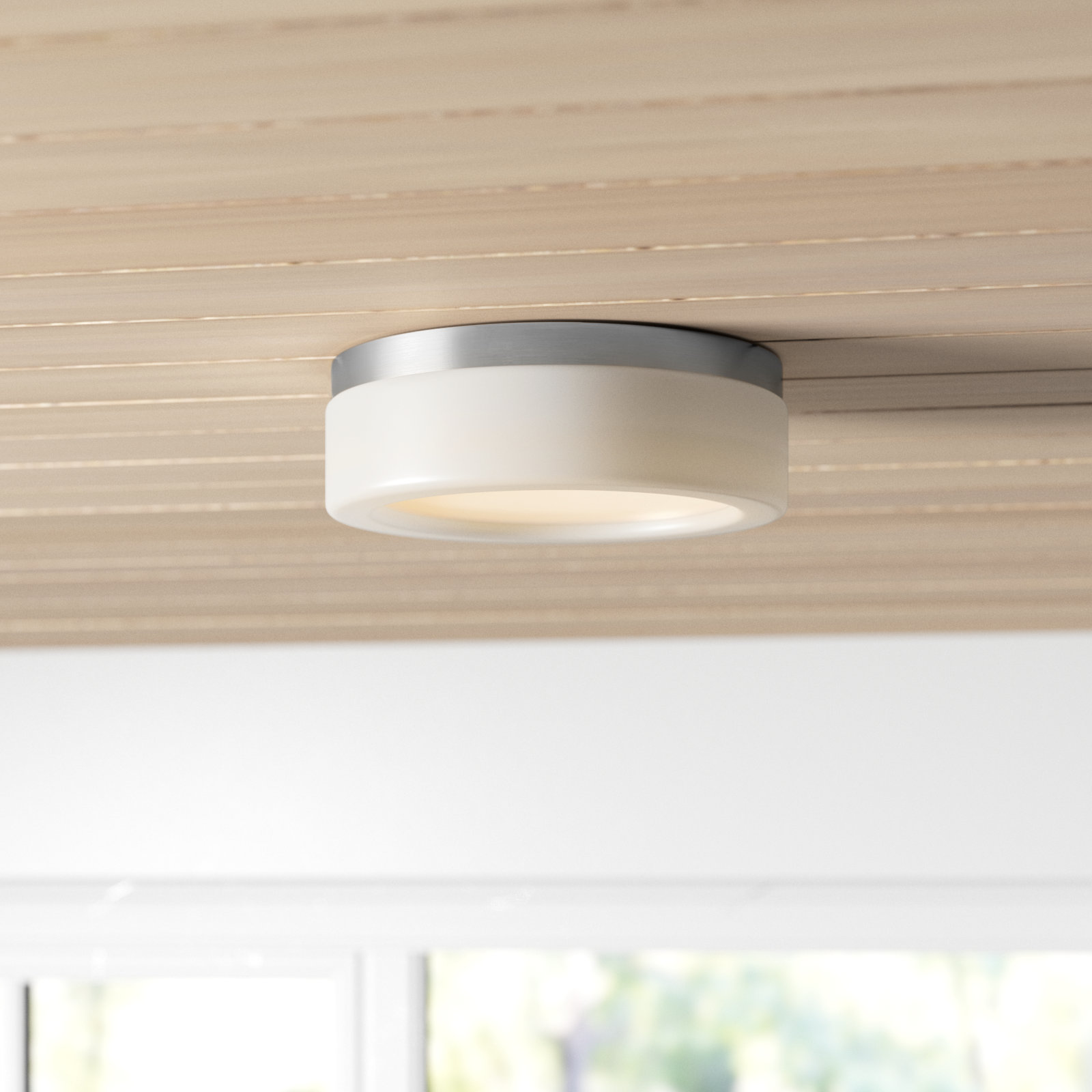 Helmes Single Light Flush Mount, Brushed Nickel